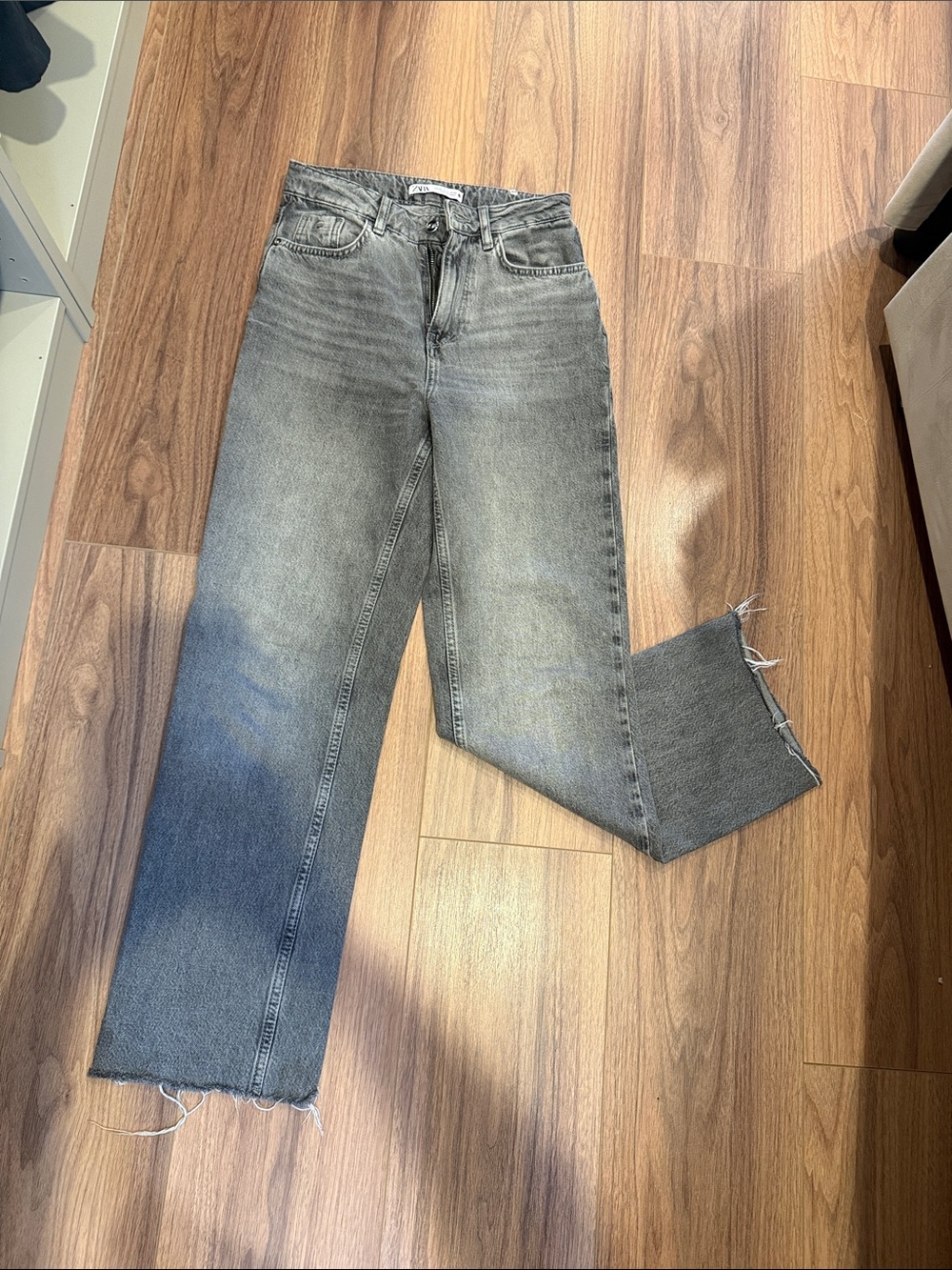 Zara Washed Grey Denim Jeans